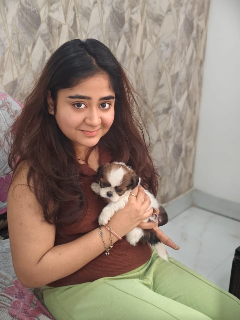 Happy client with Shih Tzu puppy in Gurugram